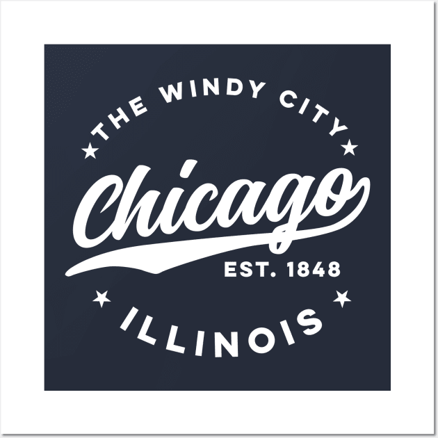 The Windy City Chicago (White Text) Wall Art by DetourShirts